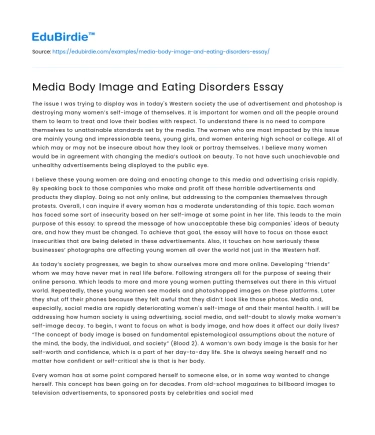 Media Body Image and Eating Disorders Essay