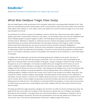 What Was Oedipus Tragic Flaw: Essay