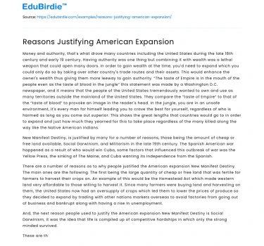 Justifications for American Territorial Expansion