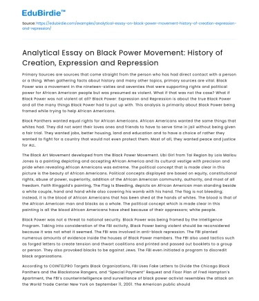 Black Power Movement: History of Creation, Expression and Repression