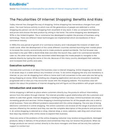 The Peculiarities Of Internet Shopping: Benefits And Risks