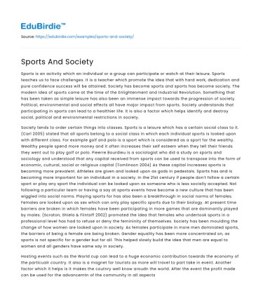 Sports And Society