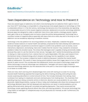 Teen Dependence on Technology and How to Prevent It