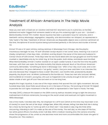 Treatment of African-Americans in The Help: Movie Analysis