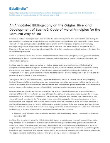 Origins and Development of Bushidō: Code for Samurai