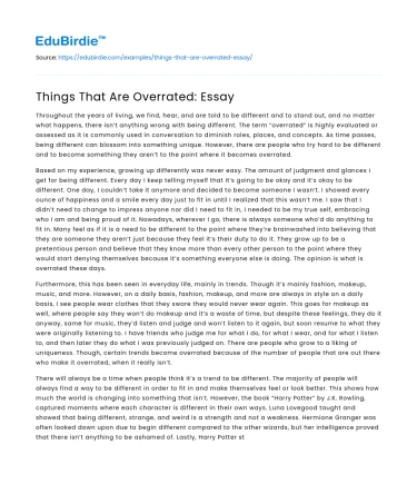 Things That Are Overrated: Essay
