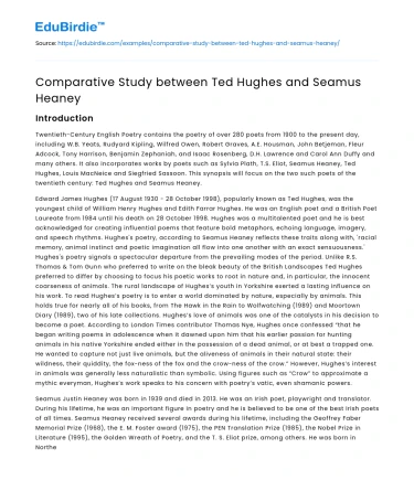 Comparative Study between Ted Hughes and Seamus Heaney