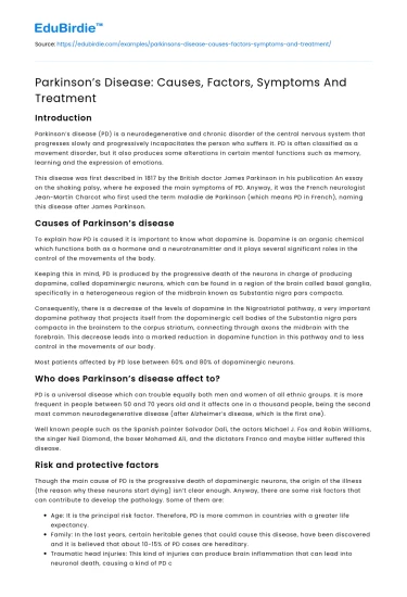 Parkinson’s Disease: Causes, Factors, Symptoms And Treatment