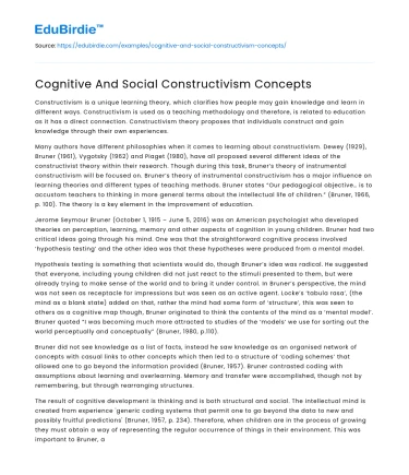 Cognitive And Social Constructivism Concepts