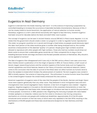 Eugenics In Nazi Germany