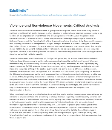 Violence and Nonviolence Movements: Critical Analysis