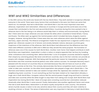 WW1 and WW2 Similarities and Differences