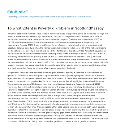 To what Extent is Poverty a Problem in Scotland? Essay