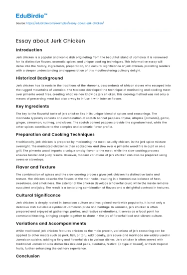 Essay about Jerk Chicken