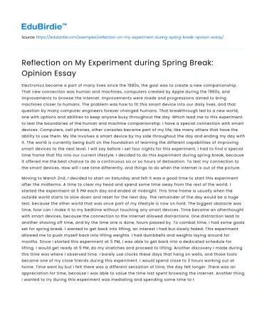 Insights from My Spring Break Experiment