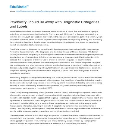 Psychiatry Should Do Away with Diagnostic Categories and Labels