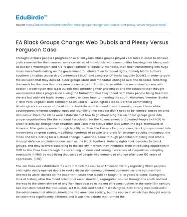 Transformative Forces: W.E.B. Du Bois and the Plessy v. Ferguson Case