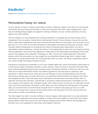 Persuasive Essay on Jesus