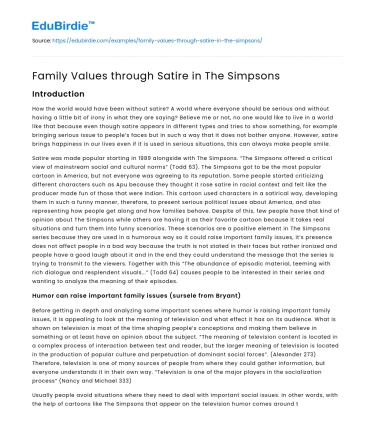 Family Values through Satire in The Simpsons