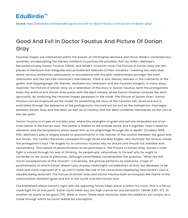 Good And Evil In Doctor Faustus And Picture Of Dorian Gray