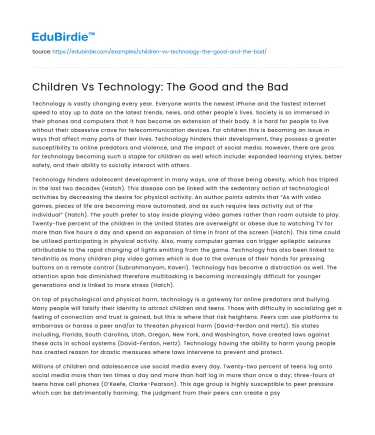 Children Vs Technology: The Good and the Bad