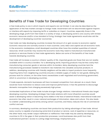 Benefits of Free Trade for Developing Countries
