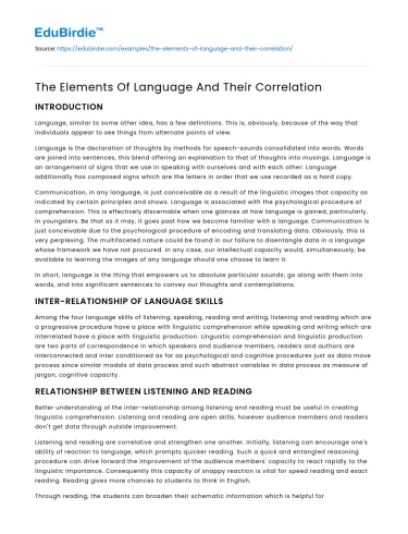 The Elements Of Language And Their Correlation