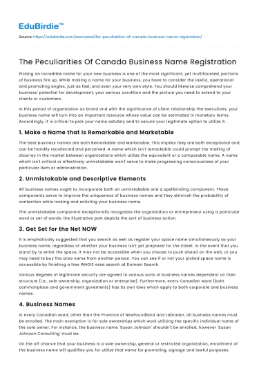 The Peculiarities Of Canada Business Name Registration
