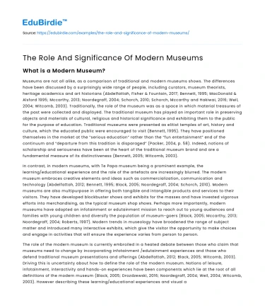 The Role And Significance Of Modern Museums