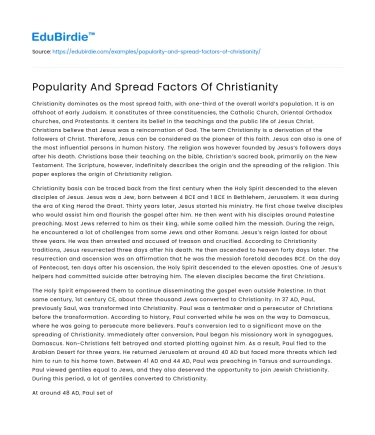 Popularity And Spread Factors Of Christianity