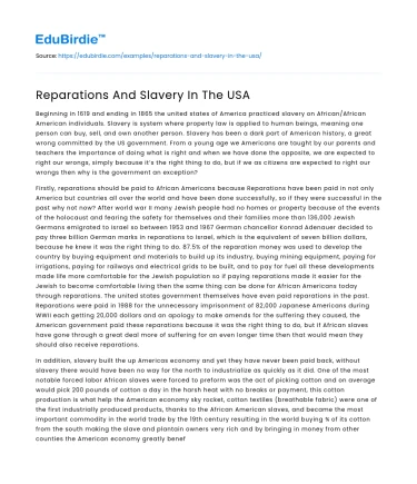 Reparations for African Americans: A Long Overdue Debt