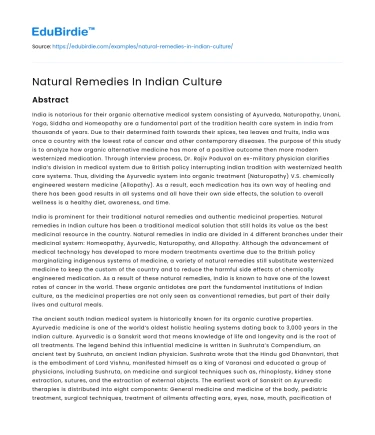 Natural Remedies In Indian Culture