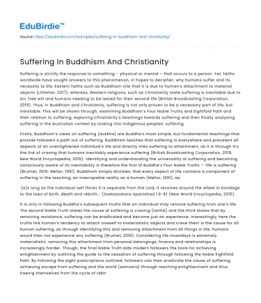 Suffering In Buddhism And Christianity