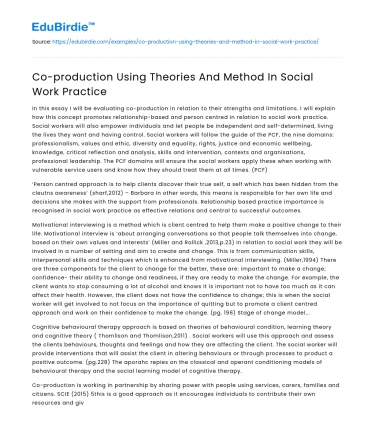Co-production Using Theories And Method In Social Work Practice