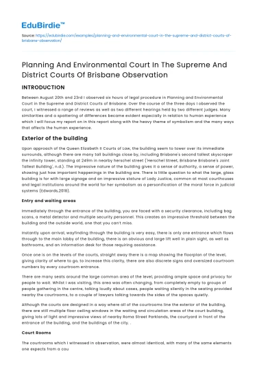 Brisbane Courts: Planning & Environmental Court Observation