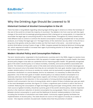 Why the Drinking Age Should Be Lowered to 18