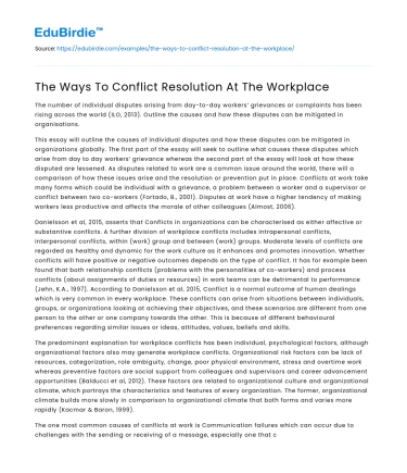 The Ways To Conflict Resolution At The Workplace