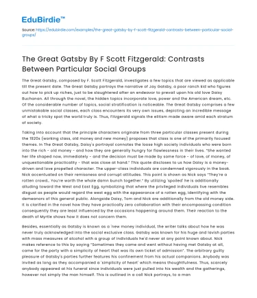 Contrasts in Social Groups in The Great Gatsby