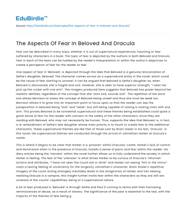 The Aspects Of Fear In Beloved And Dracula