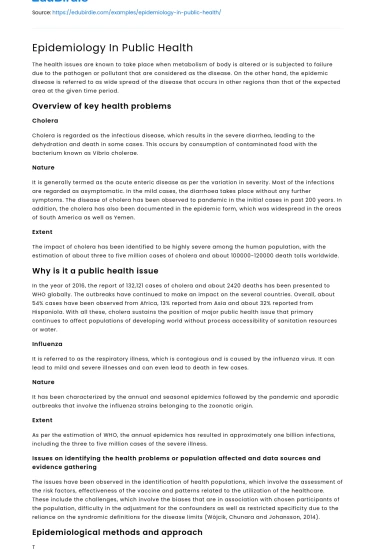 Epidemiology In Public Health