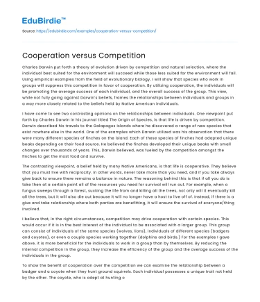 Cooperation versus Competition