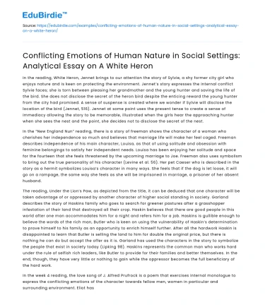 Human Nature and Social Conflicts in “A White Heron”