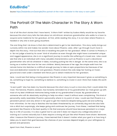 The Portrait Of The Main Character In The Story A Worn Path