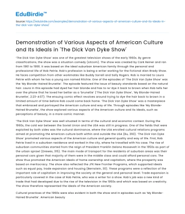 American Culture and Ideals in ‘The Dick Van Dyke Show’