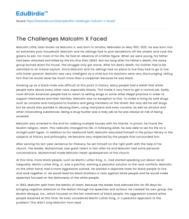 The Challenges Malcolm X Faced