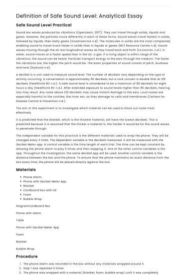 Definition of Safe Sound Level: Analytical Essay