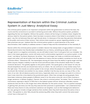 Racism in Criminal Justice System in Just Mercy: Analysis