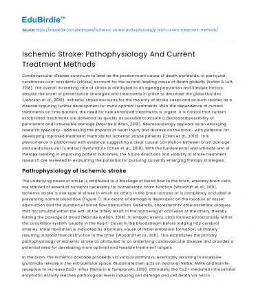Ischemic Stroke: Pathophysiology And Current Treatment Methods
