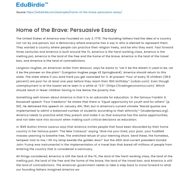 Home of the Brave: Persuasive Essay