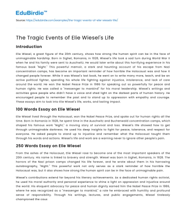 The Tragic Events of Elie Wiesel’s Life